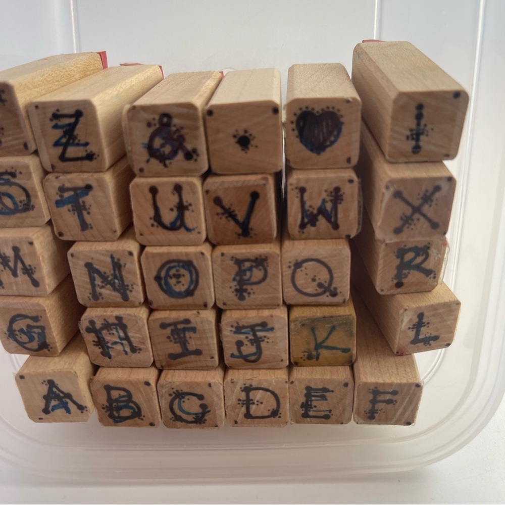 Rubber Alphabet Upper Case Stamps Set of 30 - Picture 3 of 12